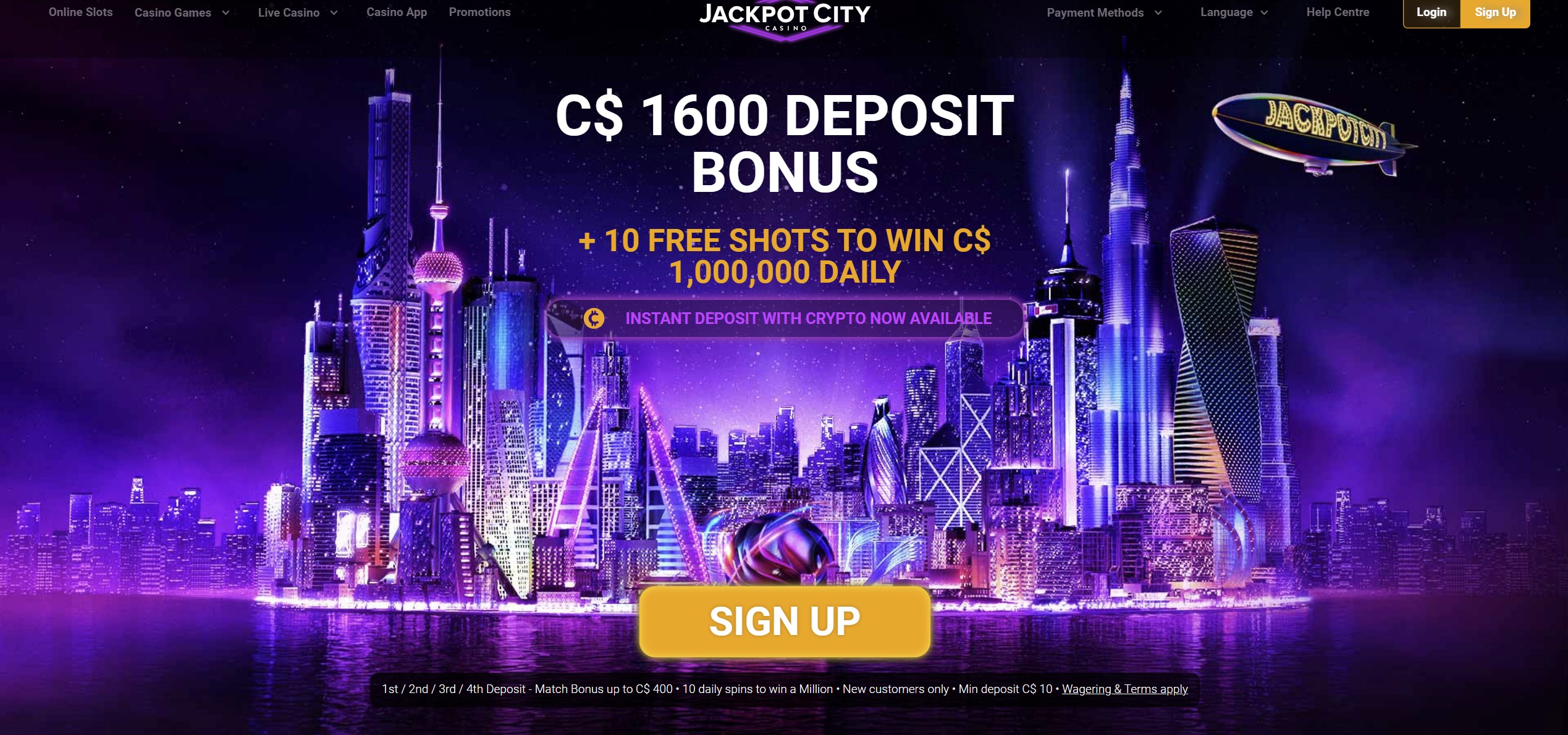 Jackpot City casino website preview
