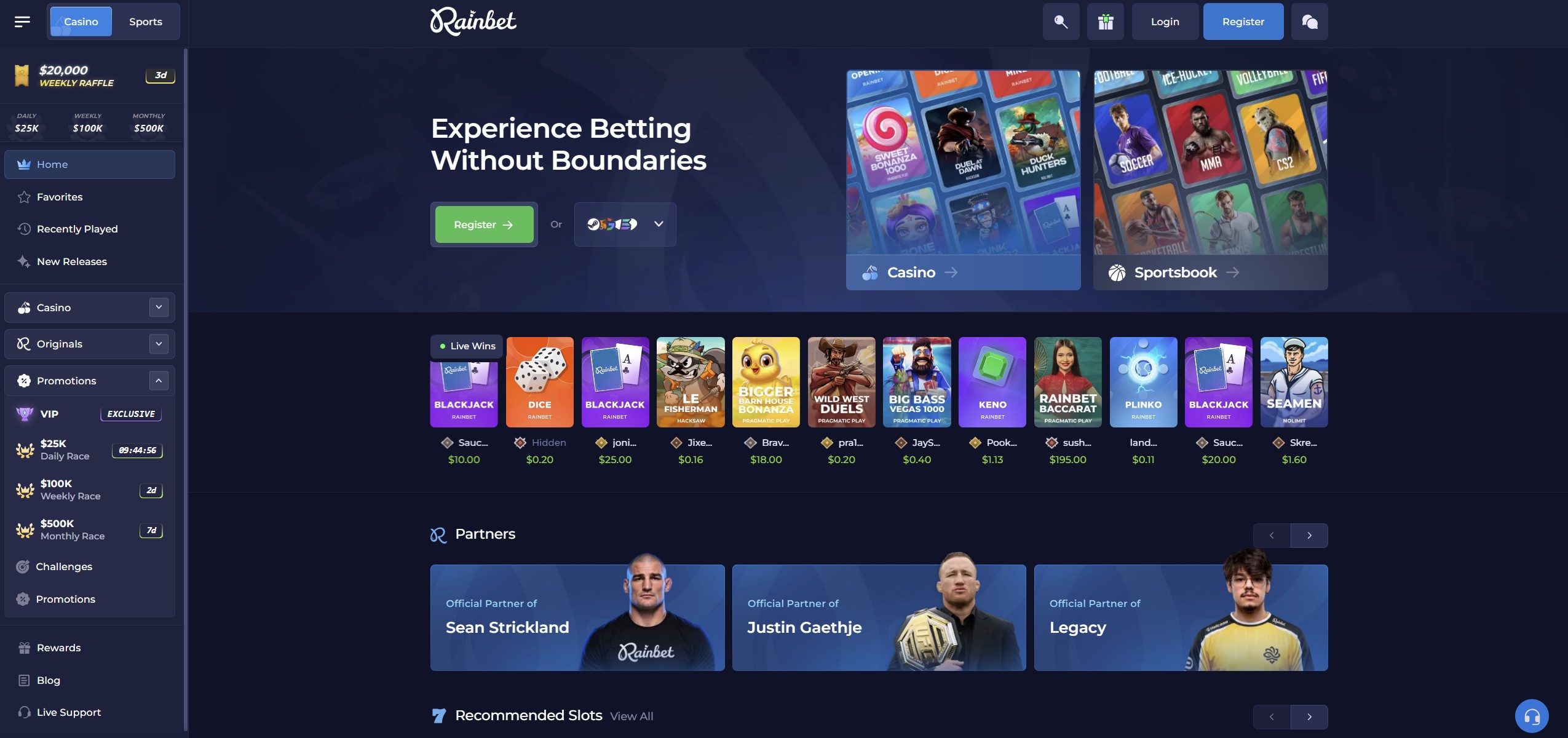 Rainbet casino website preview