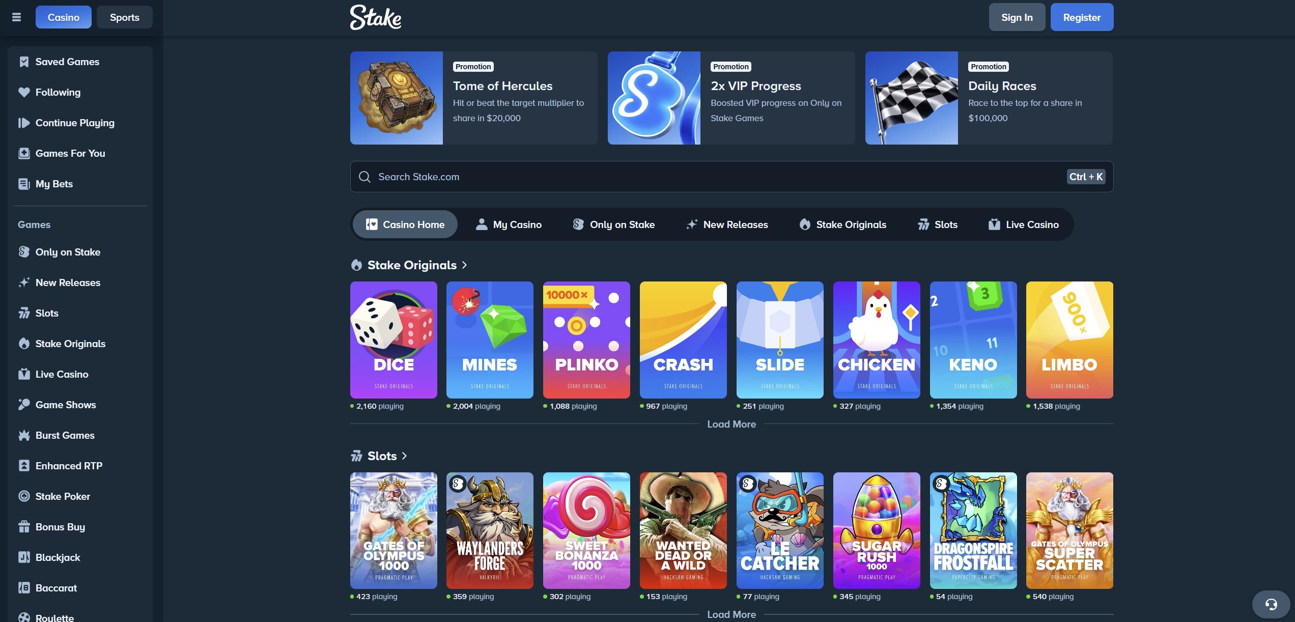 Stake casino website preview