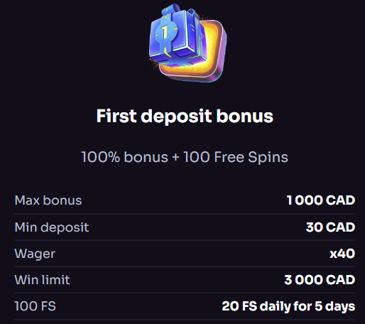WinSpirit first deposit bonus with a 100 percent match and 100 free spins